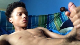 Afro boy with nice cock wanks for Skype